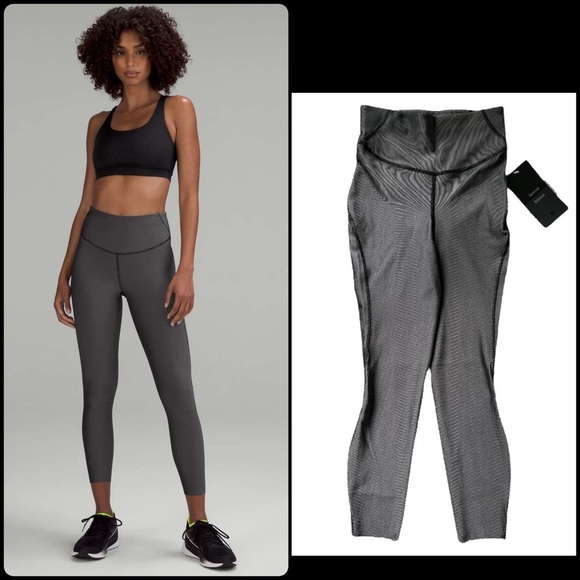 Lululemon Base Pace High-Rise Tight 25" *Two-Tone Ribbed Black / Gull Grey | NEW - Picture 1 of 13
